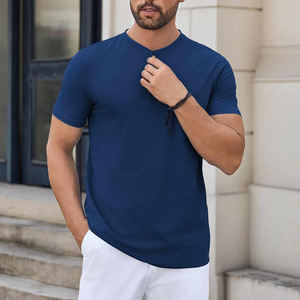 T-shirts à manches courtes pour hommes coupe confortable vêtements unis décontractés vente chaude chemise à boutons pour hommes avec taille personnalisée - Product Image 6