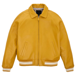 Chaqueta Bomber de cuero para hombre Chaquetas negras y marrones para hombre con cuello Chaqueta de cuero para hombre - Product Image 4