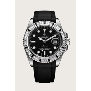 นาฬิกาสปอร์ตหรู Yozudni สำหรับ <span class=keywords><strong>Submariner</strong></span> ขอบหน้าปัดเพชร <span class=keywords><strong>Seiko</strong></span> พร้อมระบบสำรองพลังงาน กันน้ำ ดีไซน์เรียบง่าย สายสแตนเลสและหนัง - Product Image 1