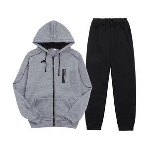 Conjunto Deportivo Personalizado Unisex 2025 con Logotipo Personalizado, Conjunto de 2 Piezas, Sudadera con Capucha y Pantalones de Forro Polar Transpirable, Estampado, Cremallera, Informal, Invierno - Product Image 4