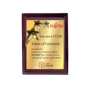 Best Selling Handmade 3 Star Wooden Plaque with Luxury Design for Table Tanis Award for Export from Indian Plaques