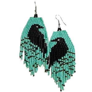 Boucles d'oreilles élégantes en perles de rocaille faites à la main Boucles d'oreilles longues en broderie de perles de rocaille personnalisées Boucles d'oreilles pendantes - Product Image 6