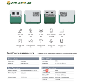 1000wh LiFePO4 Trạm điện cầm tay AC năng lượng mặt trời biến tần MPPT tinh khiết Sine Wave EU/UK tương thích nhà sao lưu xe pin bên ngoài - Product Image 3