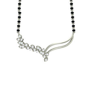 Compre un Mangalsutra de Plata Pura con Baño de Oro, Cadena de Perlas y Diamantes, Estilo Étnico Religioso, Regalo Perfecto para su Esposa - Product Image 1