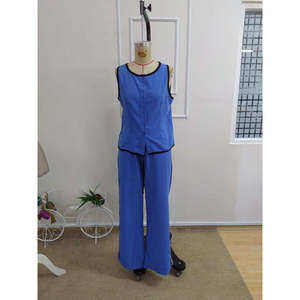 Ensemble deux pièces pour femme, veste sans manches boutonnée et pantalon, 36333 - Bleu - Product Image 4