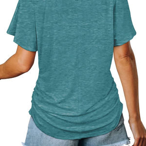 2025 nuevo diseño, la mejor oferta, camisetas informales con cuello en V para mujer, servicio OEM, logotipo personalizado de talla grande, cómodas a un precio razonable - Product Image 4