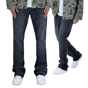 Factory Wholesale Straight Casual Denim Pants Custom Brand logo Slim Fit Stacked <b>Jeans</b> Flared Patchwork <b>Black</b> <b>Jeans</b> Oem Service - Product Image 1