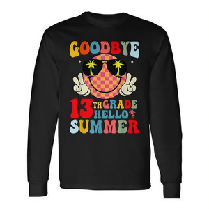 Adiós 13.º grado, ¡Hola verano! Camiseta promocional de manga larga para graduados de primer grado - Product Image 2