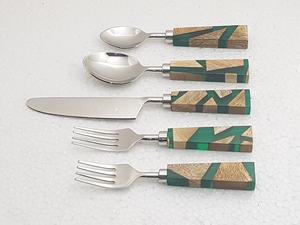 Résine/marbre poignée moderne couverts couverts vaisselle 5 pièces ensemble de dîner pour mariage hôtel bureau maison bureaux et fêtes de noël - Product Image 6