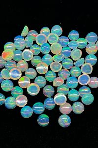 Lot de cabochon rond en opale éthiopienne 5 MM multi opale de feu, cabochon de forme ronde en opale Welo pour la fabrication de bijoux - Product Image 6