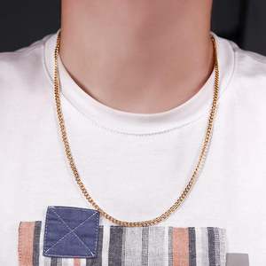 Jeulia Gold Plated <b>Titanium</b> Steel Men's Link <b>Chain</b> Necklace with Zircon - Product Image 4