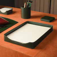 Ensemble de bureau en cuir haut de gamme accessoires de bureau organisateur carte de visite stylo crayon téléphone portable support de papeterie boîte de rangement