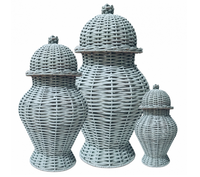 Meilleure vente de pots de gingembre en rotin tissés à la main pot de gingembre en osier coloré ensemble en blanc fait à la main du Vietnam