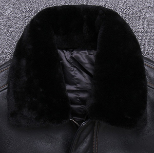 Vestes pour hommes en simili cuir à fermeture éclair chaude et lourde, multi-poches, col rabattu personnalisé, veste en cuir pour l'hiver - Product Image 4