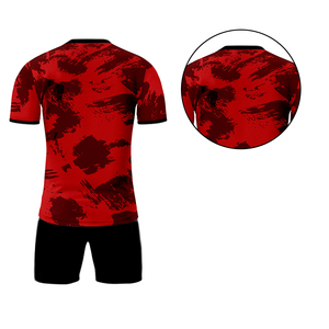 Maillot de football pour homme à manches courtes de haute qualité, uniforme de football uni pour adulte, 100% polyester respirant et imperméable, automatisé - Product Image 6
