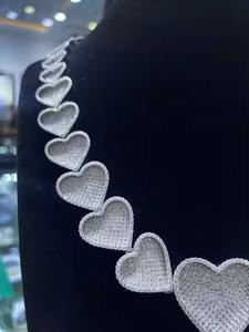 สร้อยคอเพชรจริงทรงลูกบาศก์เซอร์โคเนียชุดคริสตัลสร้อยคอชุบทองคำขาว - Product Image 3