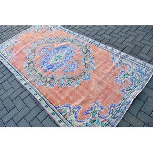 Tapis turc vintage en laine 4,4x8 pieds, motif patchwork à bordure rouge avec envers en latex, décoration intérieure écologique - Product Image 4