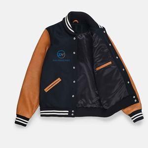 Veste de baseball en laine personnalisée avec broderie en chenille, vêtements décontractés, lettres, manches en cuir véritable - Product Image 5