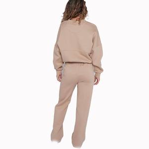Ensemble sweat-shirt et jogging en polaire pour femmes, coupe décontractée, jambe droite, vêtements de détente, survêtement personnalisé à marque privée pour OEM ODM en gros - Product Image 2