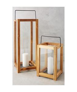 Lanterne à bougie en bois et verre de fabrication indienne avec un décor de haute finition Lanternes T-light de conception intérieure idéales pour la décoration intérieure - Product Image 1