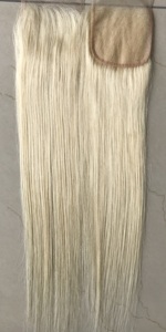 Vente en gros Mongol Brésilien 613 Blonde Droite Extensions de Cheveux Humains Cuticule Aligné 4x4 HD Vague de Fermeture de Dentelle Transparente - Product Image 4
