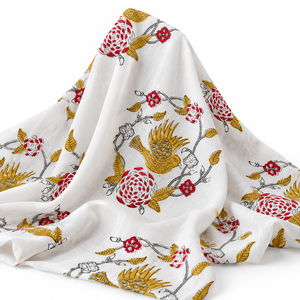 Tissu en voile de coton peigné 60S60S léger, imprimé à la main par bloc, motif floral, 90 GSM, style Rajasthan, par Pinksa Fashion - Product Image 1