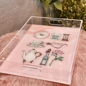 Plateau de service en acrylique transparent personnalisé en gros Plateau de nourriture en marbre Lucite personnalisé - Product Image 1