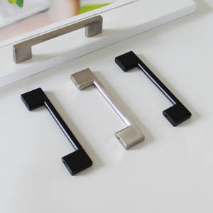 Poignée d'armoire minimaliste moderne en alliage de zinc finition brossée noire mate pour cuisine salon meubles salle à manger tiroirs/commodes - Product Image 1