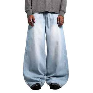 Jeans en denim pour homme, taille mi-haute, boutonnière, jambe large, style décontracté, coton éco-responsable respirant mélangé à du spandex, personnalisable, faible MOQ - Product Image 2