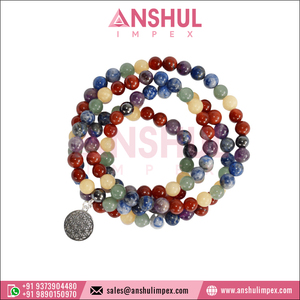 Premium Quality Hot Selling Handmade Stretchable Gorgeous 7 Chakra Crystals 108 Prayer Bead Meditation Mala From Indian Supplier - Product Image 3