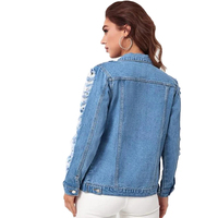 Veste en jean pour femme de haute qualité, écologique, style automne, coupe décontractée, gothique, avec boutons utilitaires, jacquard, sequins et finition délavée
