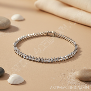 Bracelet de tennis en argent pour femme avec pierres précieuses blanches - Product Image 3