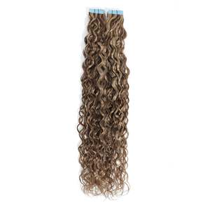 Extensions de cheveux bouclés à clipser, 20 pouces, cheveux humains indiens Remy 3B # 4/27 Mèches châtain brun et blond bronzé - Product Image 1