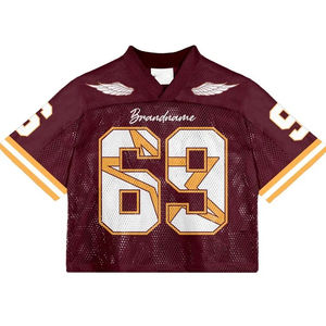 Camiseta de fútbol americano al por mayor camiseta retro recortada de poliéster personalizada camiseta de fútbol americano de malla americana de gran tamaño - Product Image 5