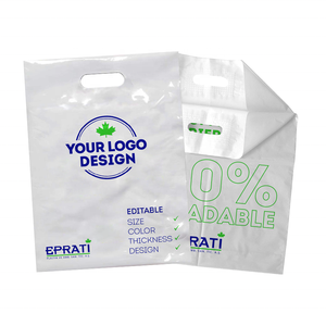 Sacs en plastique biodégradables à poignée découpée renforcée avec logo personnalisé, fabricant turc, vente en gros - Product Image 5