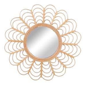 Fábrica al por mayor ratán y mimbre Sunburst flor espejo de pared, espejo colgante ratán decorativo espejo de pared para sala de estar - Product Image 4