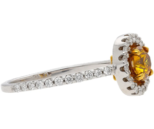 Bague de fiançailles en diamant jaune orange profond fantaisie bague Halo en diamant flottant pour bijoux de mode pour femmes - Product Image 3