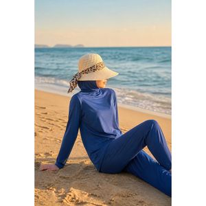 Chapeau de plage souple en paille à imprimé léopard avec écharpe en vison pour fêtes en plein air, voyages, pêche, usage décontracté, en herbe naturelle - Product Image 1