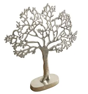 Sculpture de table en aluminium nickelé Arbre de corail Design Table d'appoint de chambre à coucher Ornement décoratif Sculpture abstraite - Product Image 1