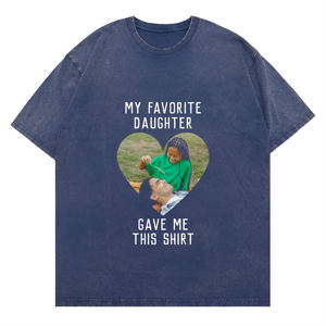 Nueva llegada Unisex lavado personalizable "<span class=keywords><strong>Mi</strong></span> hija favorita me dio esta camisa" Padre-hija foto corazón gráfico camiseta - Product Image 4