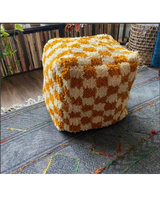 Nouveauté : Pouf carré ottoman marocain à carreaux, tissé, style bohème, pour salon, décoration intérieure, Hari Om Creations 100%