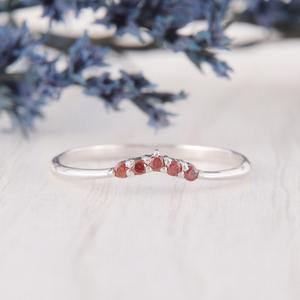 Bijoux pour femmes Bague en argent style bohème Bijoux en argent sterling 925 avec grenat et pierres précieuses Bague faite à la main Cadeau pour l'amour - Product Image 1