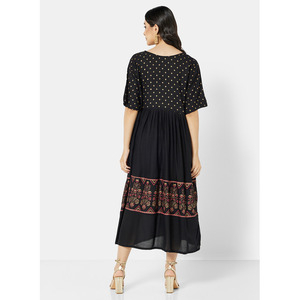 VESTIDO CORTO DE VISCOSA SUAVE CON BOTONES ESTILADOS EN LA PARTE DELANTERA ESTAMPADO CASUAL KAFTAN ÁRABE JALABIYA - Product Image 6