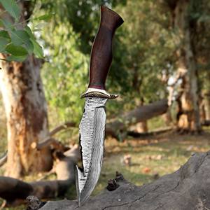 Couteau de chasse en acier damas de haute qualité fait à la main plat extérieur polyvalent Camping couteau gaine OBM personnalisable en gros - Product Image 4