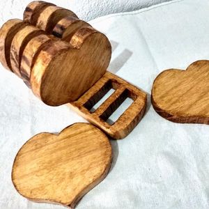 Sous-verres en forme de cœur en bois écologiques avec support en bois de qualité supérieure Prix d'usine Fournisseur Fabricant SCI Inde - Product Image 3
