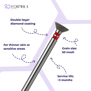 ดอกสว่านเพชรทรงกรวยกลับด้าน ขนาด 6.0 มม. สีแดง สำหรับทำเล็บเท้า - Product Image 2