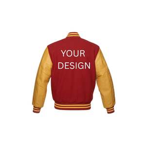 Veste bomber universitaire en polyester/coton pour homme, style streetwear décontracté, hiver, doublée, col montant, coupe-vent, en laine/viscose - Product Image 2