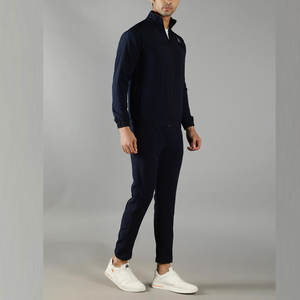 Ensemble 2 pièces pour homme, survêtement zippé intégral, bleu marine clair, tenue d'entraînement, logo personnalisé, vêtements de sport de football, vêtements d'équipe, fabrication OEM ODM - Product Image 4