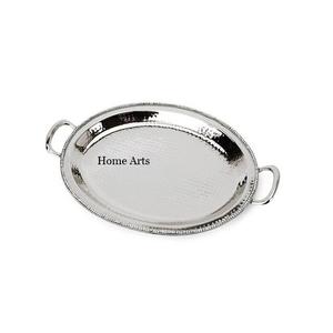 Plateau de service alimentaire en acier inoxydable martelé de qualité de luxe forme ovale service de thé café maison utilisation de restaurant taille personnalisable - Product Image 6