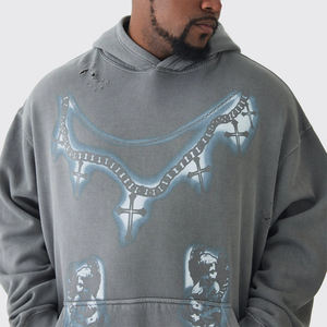 Fabrication d'usine OEM de sweats à capuche 100% en molleton de coton personnalisés à séchage rapide respirant brodé unisexe sweats à capuche surdimensionnés pour l'hiver - Product Image 2